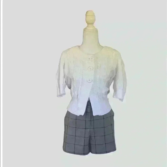 ASOS High Waist Gray Windowpane Shorts Size 6 - Picture 2 of 9